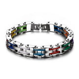 Vnox Rainbow Silicone Stainless Steel Bracelet