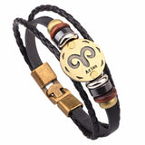 Vnox 12 Horoscope Leather Bracelet