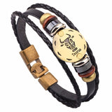 Vnox 12 Horoscope Leather Bracelet