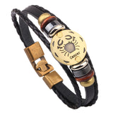 Vnox 12 Horoscope Leather Bracelet