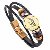 Vnox 12 Horoscope Leather Bracelet