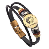 Vnox 12 Horoscope Leather Bracelet