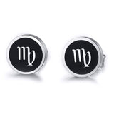 Vnox Retro Twelve Constellations Stud Earrings  for men