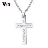 Vnox  Classic Simple Cross Pendant Philippians 4:13 Necklace