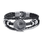 Vnox Lucky Vintage Men's Leather Bracelet