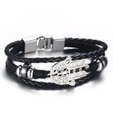 Vnox Lucky Vintage Men's Leather Bracelet