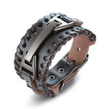 Vnox Mens Leather Bracelet Punk