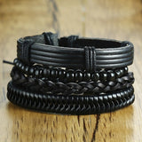 Vnox 4pcs/Set Leather Bracelets Set