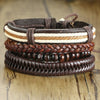 Vnox 4pcs/Set Leather Bracelets Set