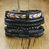 Vnox 4pcs/Set Leather Bracelets Set