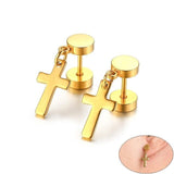 Vnox Mens Cross Dangle Earrings  for men