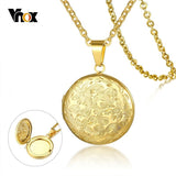 Vnox Floral Texture Womens Locket Pendant