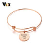 Vnox Coin Charm Expendable Bangle Bracelet