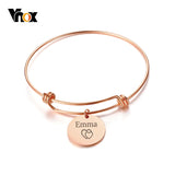 Vnox Coin Charm Expendable Bangle Bracelet