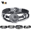 Vnox Lucky Vintage Men's Leather Bracelet