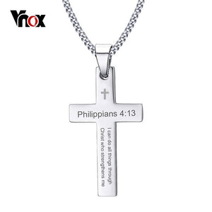 Vnox Philippians 4:13 Simple Cross Pendant