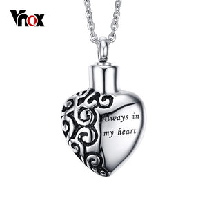 Vnox Hollow Can Open Engraved Always In My Heart Pendant For Women