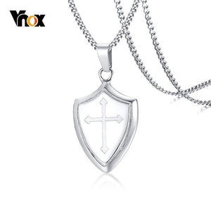 Vnox Mens Stainless Steel Shield of Faith Engraved Joshua