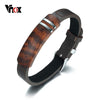 Vnox Antique Rosewood Wooden Men Bracelet