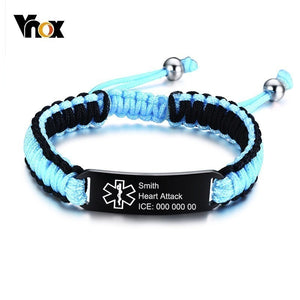 Vnox Free Custom Waterproof Sports Medical Alert ID Bracelets
