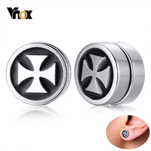 Vnox Vintage Mens Maltese Cross Stud Earrings for men