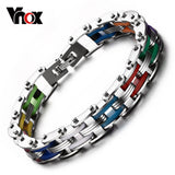 Vnox Rainbow Silicone Stainless Steel Bracelet