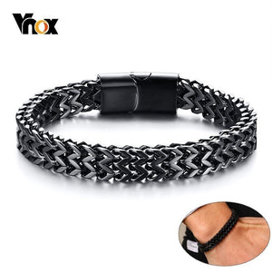 VNOX Stylish Mens Double Wheat Chain Bracelet