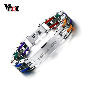 Vnox Men's Personalized Engrave Bike Bracelet