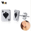 Vnox Lucky Spades A Poker Stud Earrings for Women