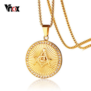 Vnox Masonic Rays Pendant for Men Necklace