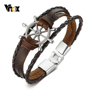 Vnox Vintage Rudder Charm Bracelet