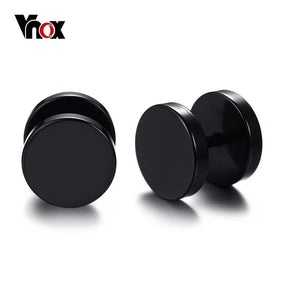 Vnox Black Stud Earrings  for men