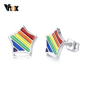 Vnox Rainbow Star Stud Earrings For Men