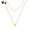 Vnox Layered Heart Cross Charm Choker for Women