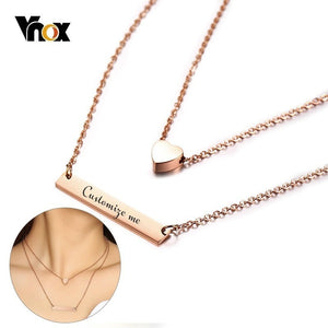 Vnox Customizable Women Chokers 585 Rose Gold Color