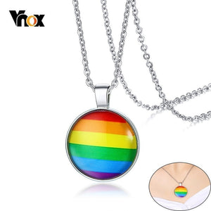 Vnox Rainbow Round Pendant Necklaces