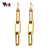 Vnox Interlocked Triple Pin Long Drop Earrings for Women