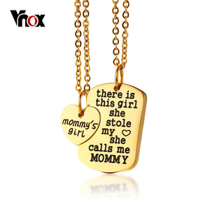 Vnox Free Engraving Name Heart Pendant for Women