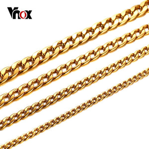 Vnox Punk Rock Gold Color Heavy Curb Chain Necklace