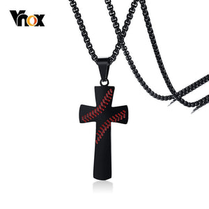 Vnox Baseball Cross Pendant Bible Verse Men Necklace