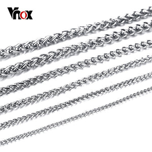 Vnox Men's Spiga Chain Necklace Silver Color
