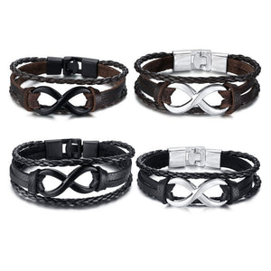 Vnox Vintage 8 Infinity Charm Leather Bracelet