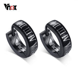 Vnox Punk Black Hoop Earrings for Men