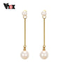 Vnox Double Round Simulated Pearl Earrings for Women