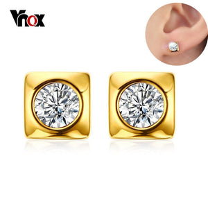 Vnox Shiny CZ Stone Stud Earrings for Women