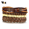 Vnox 4pcs/Set Leather Bracelets Set