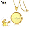 Vnox Personalize Round Locket Necklaces