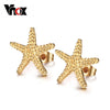 Vnox Elegant Gold-color Starfish Stud Earrings for Women