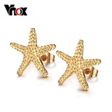 Vnox Elegant Gold-color Starfish Stud Earrings for Women