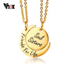 Vnox Moon Shape Pendant Friendship Necklace for Women